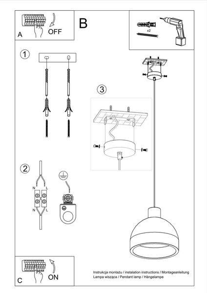 Betonowa LAMPA wisząca SL.0281 kopuła OPRAWA zwis beton szary