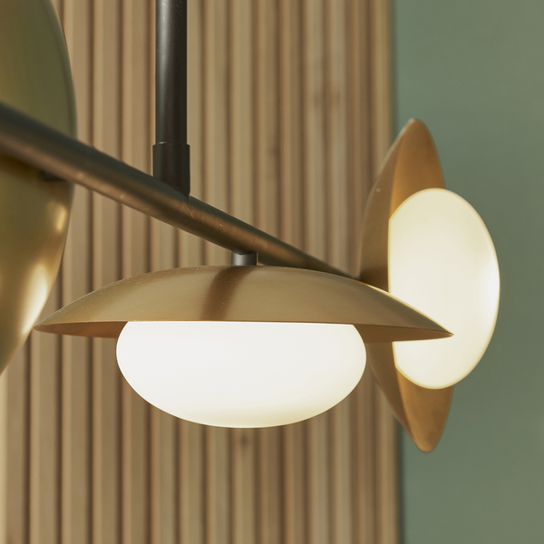 Modernistyczna lampa wisząca L&-192036 Light& na listwie złota brązowa