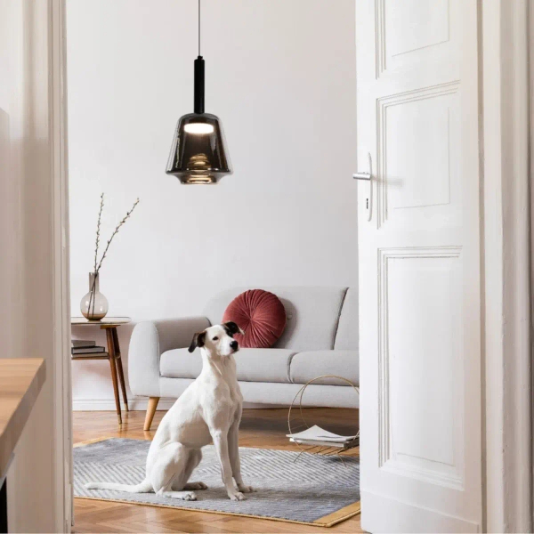 Wisząca lampa loftowa BUENO czarna 31-50441 1xGx53 szklana nad wyspę