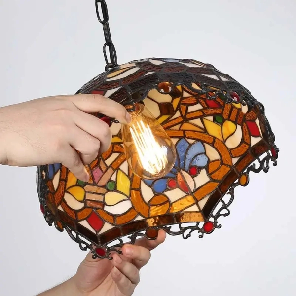 Lampa witrażowa wisząca tiffany Capolavoro ABR-LW-CAPO3 szklana kolorowa
