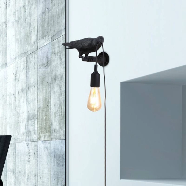 Ścienny kinkiet dekoracyjny Raven ABR-KARD-K2 kruk Abruzzo czarny