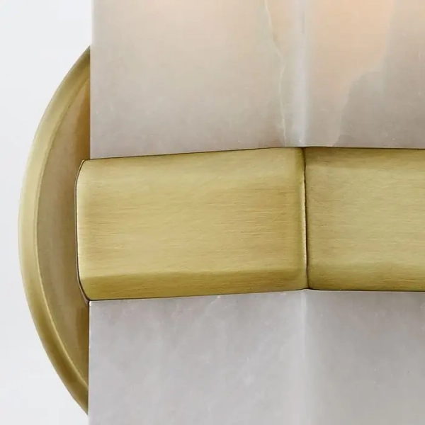 Alabastrowy kinkiet na ściane Valencia QN-VALENCIA-1WB-VBS-AR mosiądz