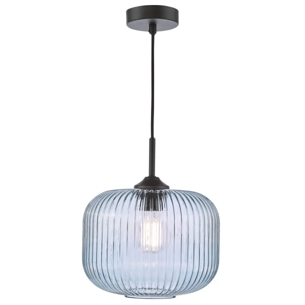 Szklana wisząca lampa Demarius DEM0123 do przedpokoju niebieska czarna