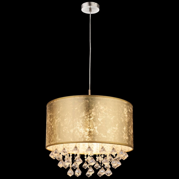 LAMPA wisząca AMY 15187H3 Globo okrągła OPRAWA abażurowa ZWIS z kryształkami glamour crystal złoty