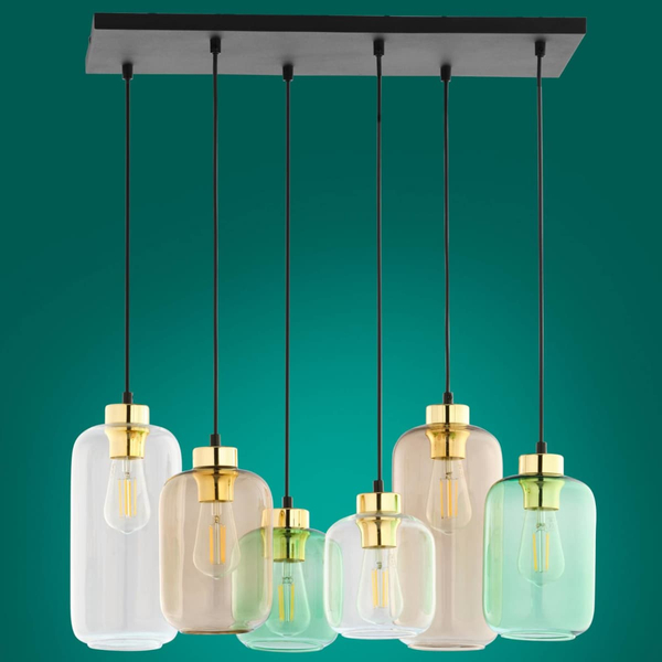 Wisząca loftowa lampa Marco 3328 TK Lighting owalna szklana wielokolorowa