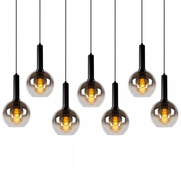 Wisząca lampa Marius kaskada nad stół czarna przydymiona