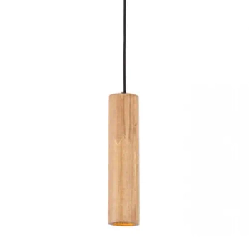 Podłużna wisząca lampa 22214 cylindryczna tuba drewniana czarna