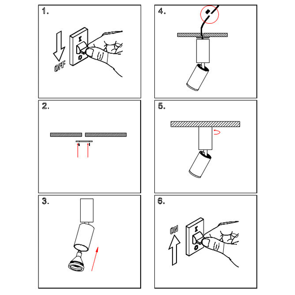 Spot lampa sufitowa plafon metalowa tuba downlight czarna FOCUS OUTLET