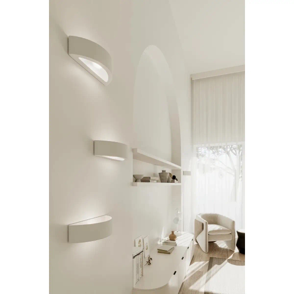 Kinkiet LAMPA ścienna SL.0001 półokrągła OPRAWA ceramiczna przyścienna biała