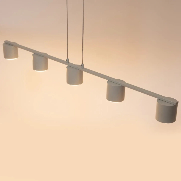 Podłużna lampa wisząca Mila 5 41357 tubki metalowe szare beżowe