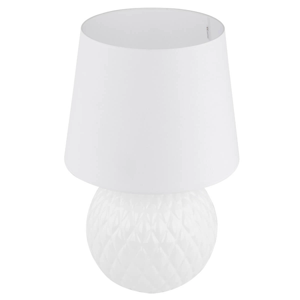 Lampka nocna do sypialni Santana 16046 wzorzysta szklana biała