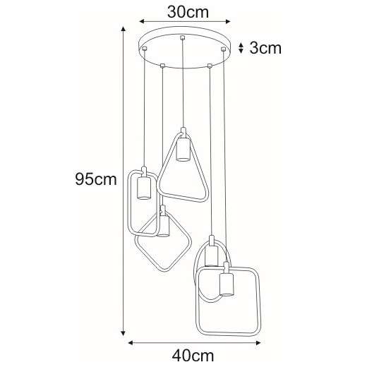 LAMPA wisząca Geo K-3931 Kaja metalowa OPRAWA kaskada kształtów ZWIS ramki czarne