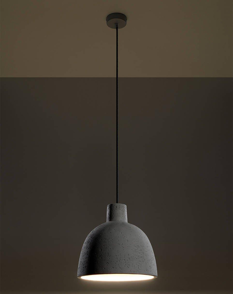 Betonowa LAMPA wisząca SL.0281 kopuła OPRAWA zwis beton szary