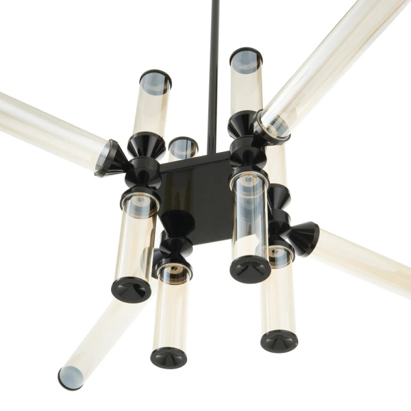Żyrandol loftowy czarny bursztynowy QUADRO LED 36W 3000K RH115-12P amber