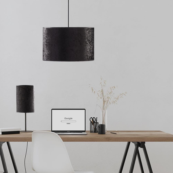 Lampa wisząca z tkaniny Tercino 6191 TK Lighting okrągła metalowa czarna