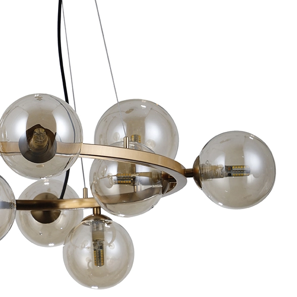 Wisząca lampa do salonu Canello PND-406007-11-HBR Italux kule balls mosiądz