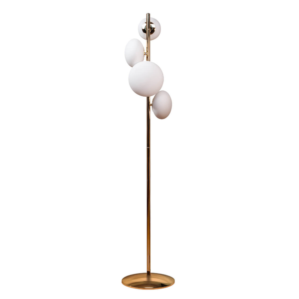 Podłogowa lampa Omi 1177 Zumaline okrągła metalowa biała złota