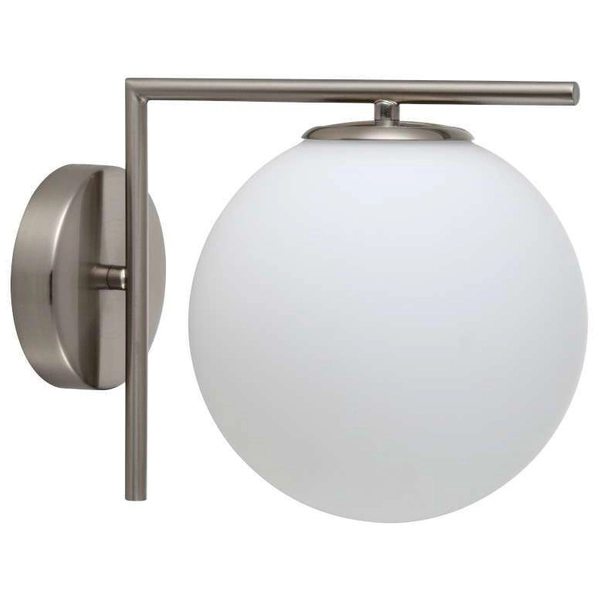 Ścienna LAMPA szklana CONDI MBM-7475/1 SN MDECO loftowa OPRAWA kinkiet kula ball satyna biała