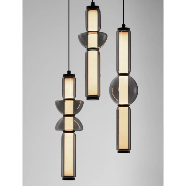 Potrójna lampa wisząca GLORICA LE45193 LED 37W 3000K szklana szara