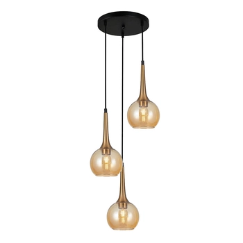 Zwisająca lampa kule Favera PND-42361-3A-BRO-AMB Italux bursztynowy brąz antyczny