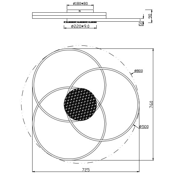 LAMPA sufitowa SEDONA 673210332 Trio metalowa OPRAWA okręgi LED 40W 3000K rings czarne drewno