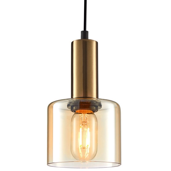 Loftowa LAMPA wisząca SANTIA PND-65342-1-BRO+AMB Italux sypialniany ZWIS szklany mosiądz