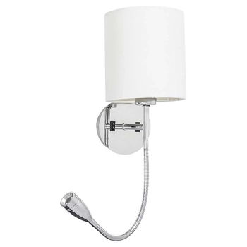 Kinkiet LAMPA ścienna LARKIN 6529 Rabalux abażurowa OPRAWA z peszlem LED 3W 2800K do czytania chrom biała halva