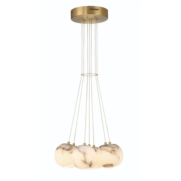 Zwieszana lampa Kepler QN-KEPLER-7P-BG LED 49W 3000K kula złoty biały