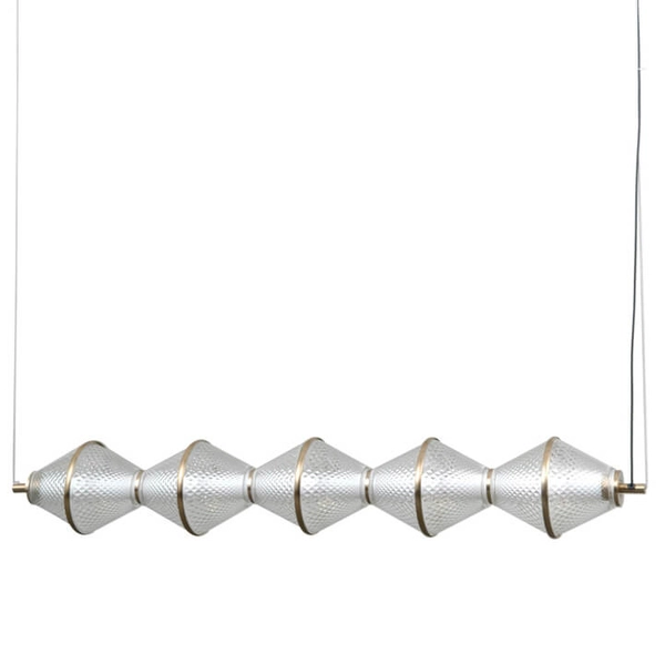 Lampa zwieszana Fuente PND-34395-5-HBR LED 125W 3000K złoty przezroczysty