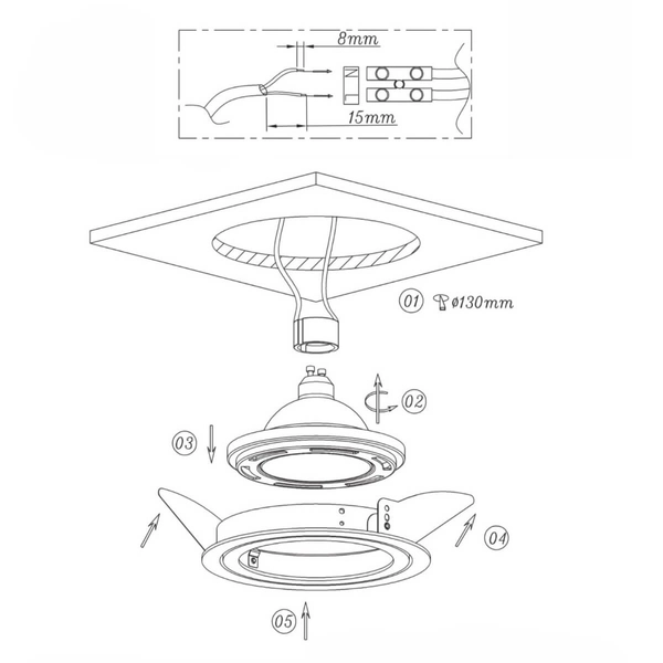Podtynkowa LAMPA okrągła NERO LP-4424/1RS BK Light Prestige metalowa OPRAWA regulowane oczko sufitowe movable czarne