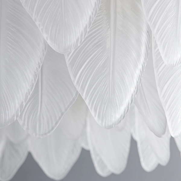 Lampa wisząca glamour PIUMA ST-6289-6 Step do jadalni biała mosiądz