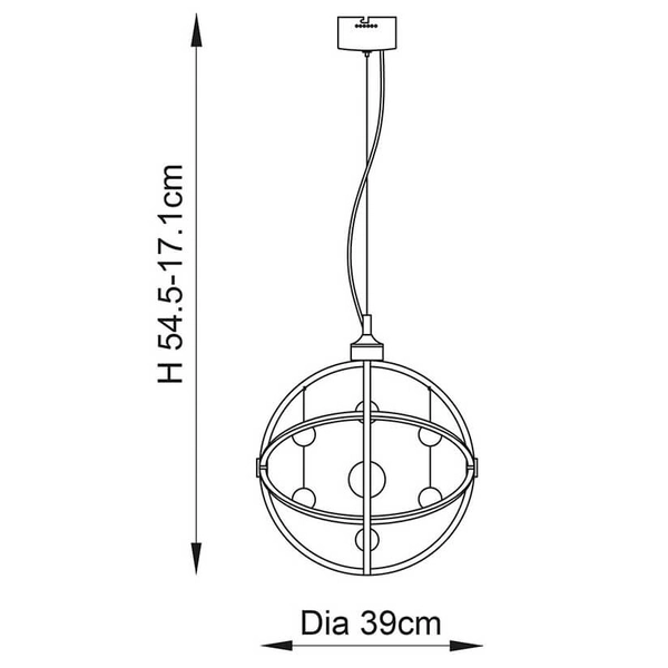 Kulista lampa wisząca Muni MUNI-CH-S LED 6,3W 3000K molekuły chrom