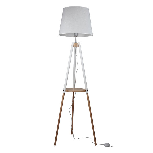 Lampa podłogowa abażurowa Vaio 698 skandynawska biała drewniana