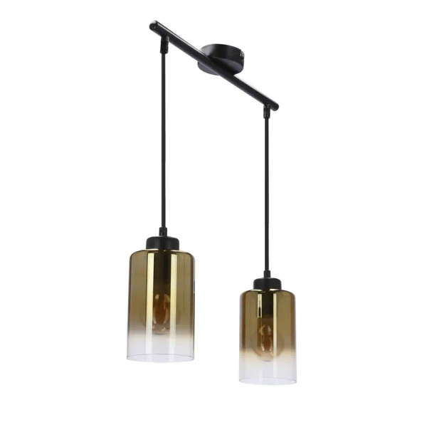 Podwójny zwis szklany Aspra 32-16263 bursztynowy przezroczysty czarny