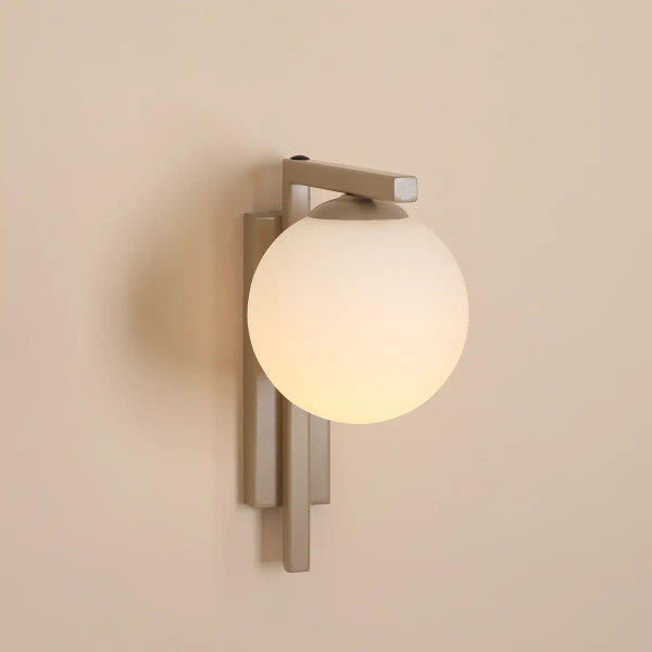 Okrągły kinkiet ścienny ZAC 1038C17_2 szklana kula biała beżowa