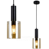 Skandynawska LAMPA wisząca SARDO PND-5581-1-BK+AMB Italux szklana OPRAWA loftowy ZWIS tuba okrągła bursztynowa czarna