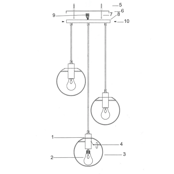 Wisząca LAMPA loft PUERTO LP-004/3P GD Light Prestige szklana OPRAWA industrialny ZWIS kaskada kule przezroczyste złote