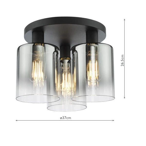 Industrialna sufitowa lampa Savannah SAV5322 szklane tubki czarne