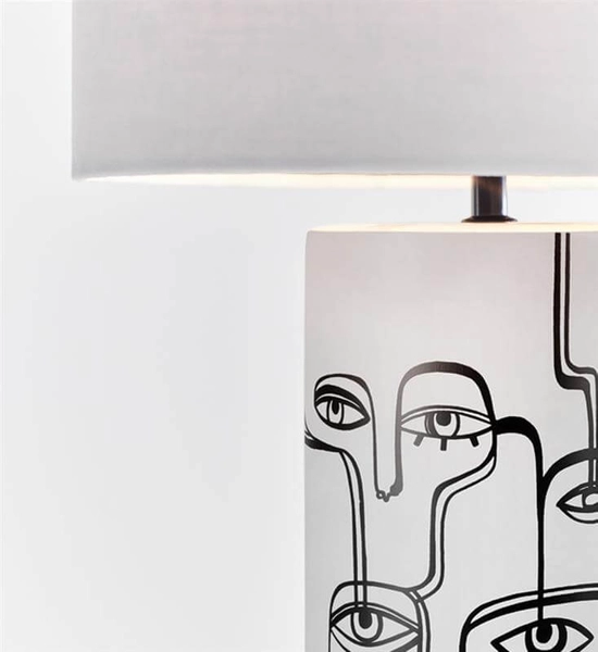 Nowoczesna lampa nocna Family 108246 na szafkę nocną tkanina biała