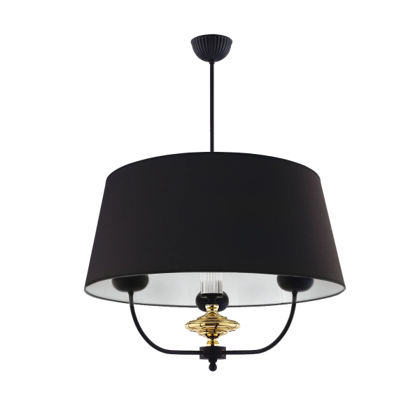 Lampa wisząca do sypialni Narni NAR-ZW-3 (CZ) tkaninowa czarna mosiądz