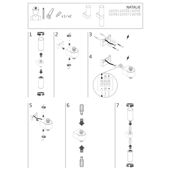 Kinkiet na ścianę góra-dół Natalie 10726 IP44 szklany metalowy biały chrom