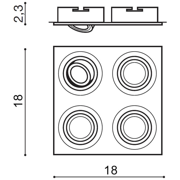 4-punktowa lampa sufitowa Caro AZ2442 Azzardo biała wpuszczana z regulacją