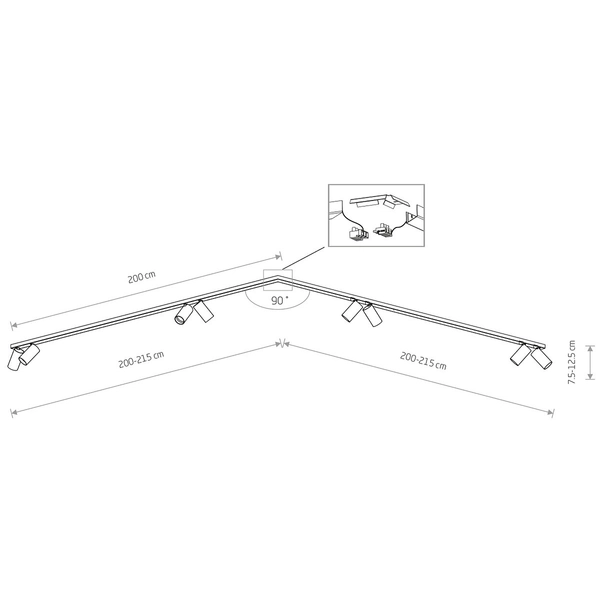 Reflektorowa lampa sufitowa Mono 7723 nowoczesna nad łóżko czarna