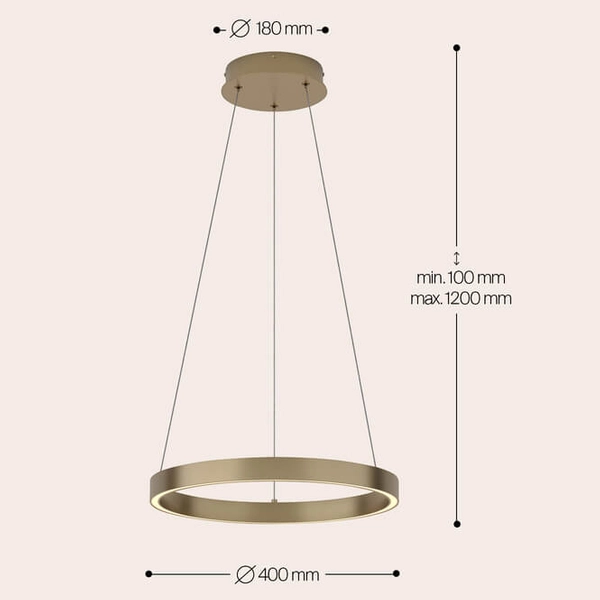 Lampa wisząca pierścienie Rim MOD058PL-L22BS3K LED 25W mosiądz
