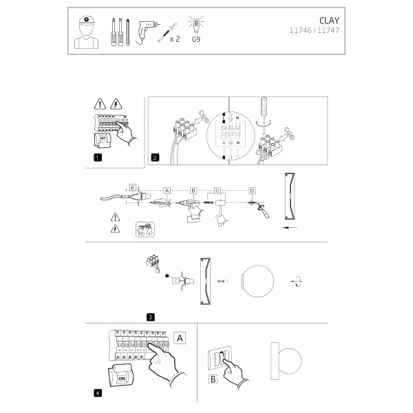 Kulista lampa ścienna CLAY 11746 szklana ceramiczna biała szara
