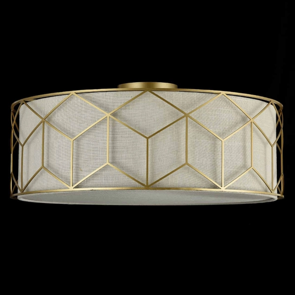 Plafoniera LAMPA sufitowa MESSINA H223-PL-05-G Maytoni okrągła OPRAWA abażurowy plafon złoty beżowy