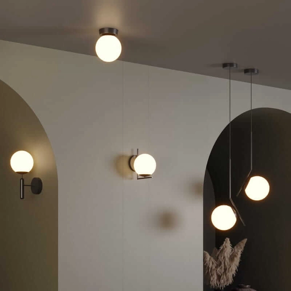 Ścienna lampa Milano ABR-KMR-B Abruzzo kula do przedpokoju czarna biała