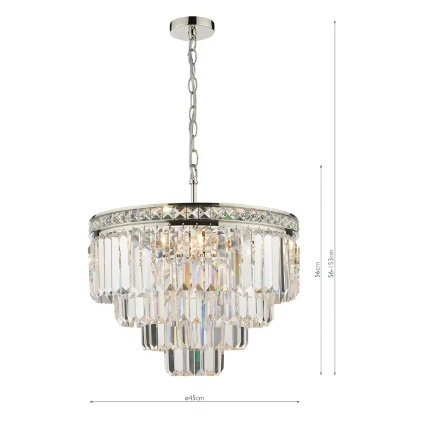 Glamour wisząca lampa Vyana VYA0432 kryształowa do salonu nikiel