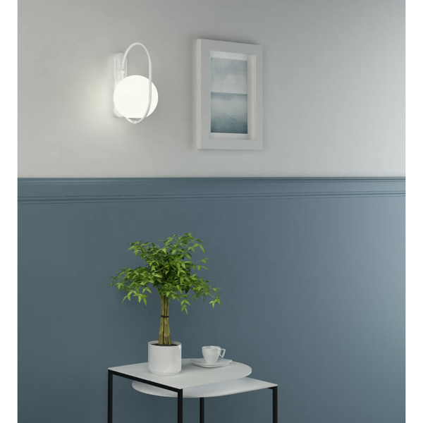 Ścienna lampa do łazienki Koban KOD110S0 metalowa szklana IP44 biała