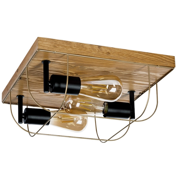 Sufitowa lampa NETUNO 92073357 industrialna retro drewno srebrna